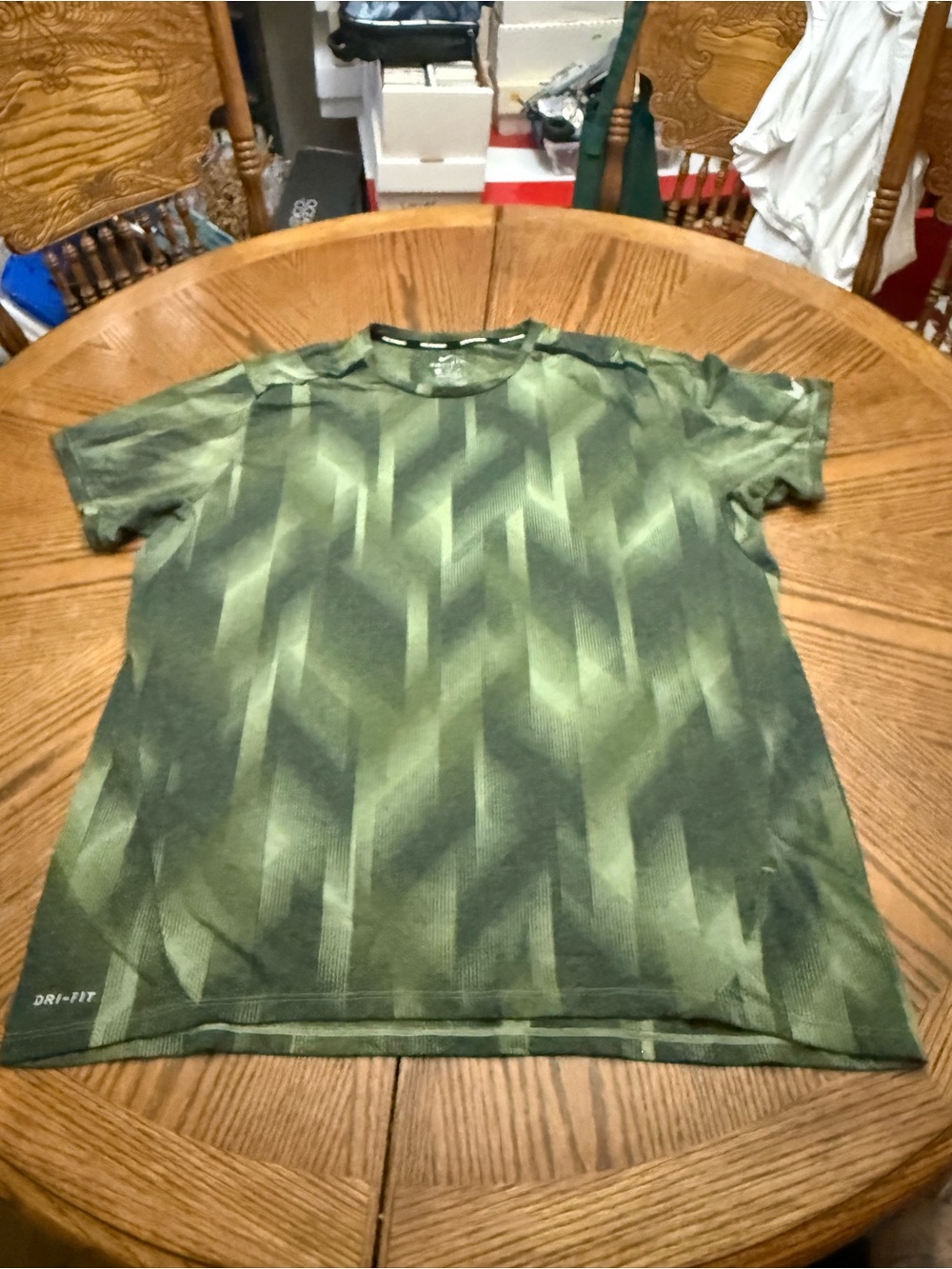 Nike Green Geometric Short Sleeve Dri-FIT Tee